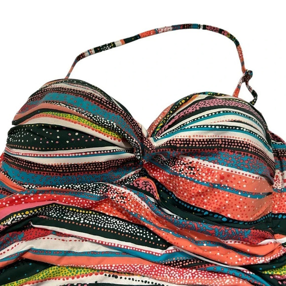 Anne Cole Women's Twist Front Shirred Multicolored One Piece Size 14 - Picture 7 of 12